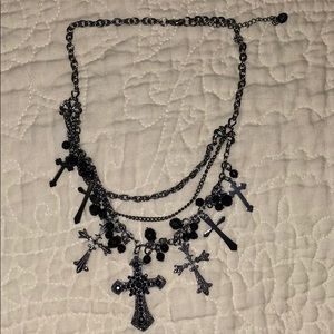 Black & Silver cross necklace